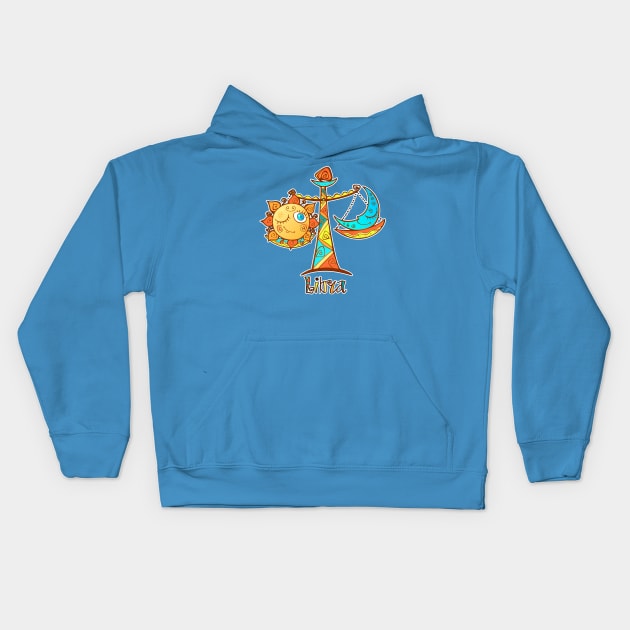 Libra Zodiac Sign Sun Moon Kids Hoodie by letnothingstopyou